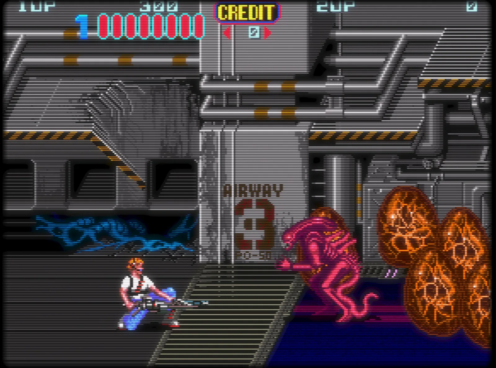 RetroArch-இன் CRT ஷேடருடன் இயங்கும் பழைய ஆர்கேட் விளையாட்டு